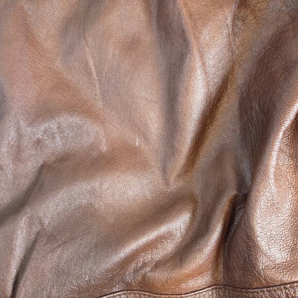 Burk’s Bay Brown Leather Car Coat Jacket 2XT Tall Plaid Lined Men’s Patch - Picture 10 of 10